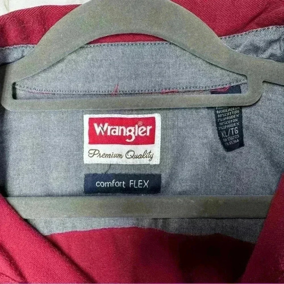 WRANGLER Men's Long Sleeve Shirt Size XL Button Down BURGUNDY - Picture 5 of 5